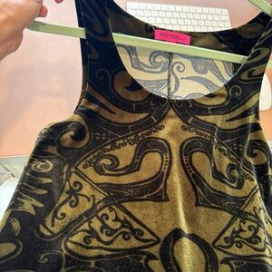 Betsey Johnson velvet tattoo Black/Green mini tank dress